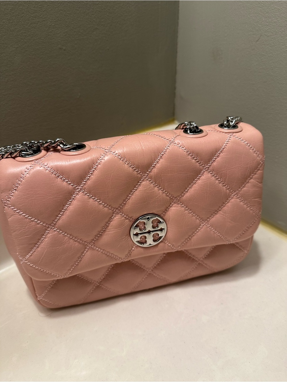 Tory Burch Quilted Blush Pink Chain Shoulder Bag